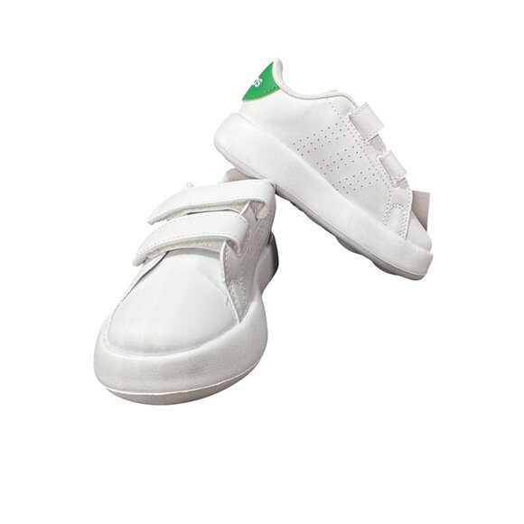 Adidas Advantage CF I Toddler Shoes White & Green Size 8K Easy Strap Tennis Snea - Picture 1 of 7